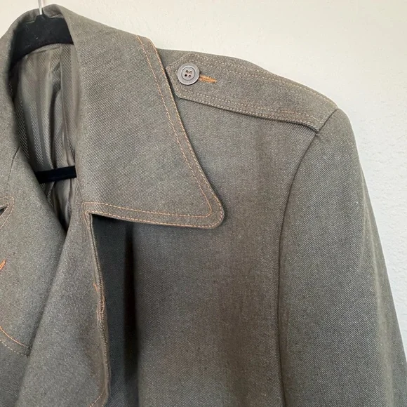 IL Canto Olive Green Denim Trench Coat - Picture 5 of 12